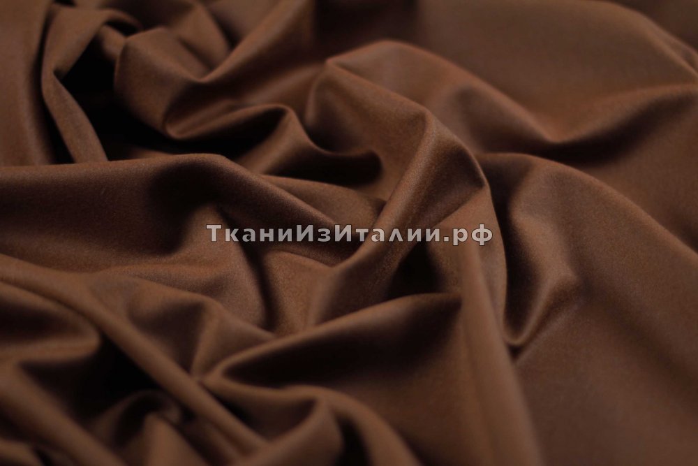 ткань шерсть коньячного цвета, костюмно-плательная шерсть однотонная коричневая Италия