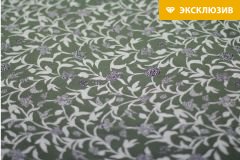 ткань крепдешин с белыми листочкаами крепдешин шелк цветы зеленая Италия