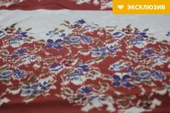 ткань крепдешин с цветами купонами (купон 63 см) крепдешин шелк цветы коричневая Италия