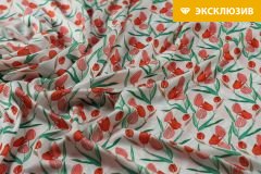 ткань сатин с тюльпанами сатин полиэстер цветы разноцветная Италия