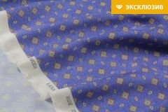 ткань шерсть с шелком с геометричным рисунком костюмно-плательная шерсть иные синяя Италия