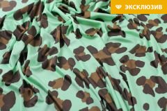 ткань трикотаж из шелка с леопардовым рисунком трикотаж шелк леопард зеленая Италия