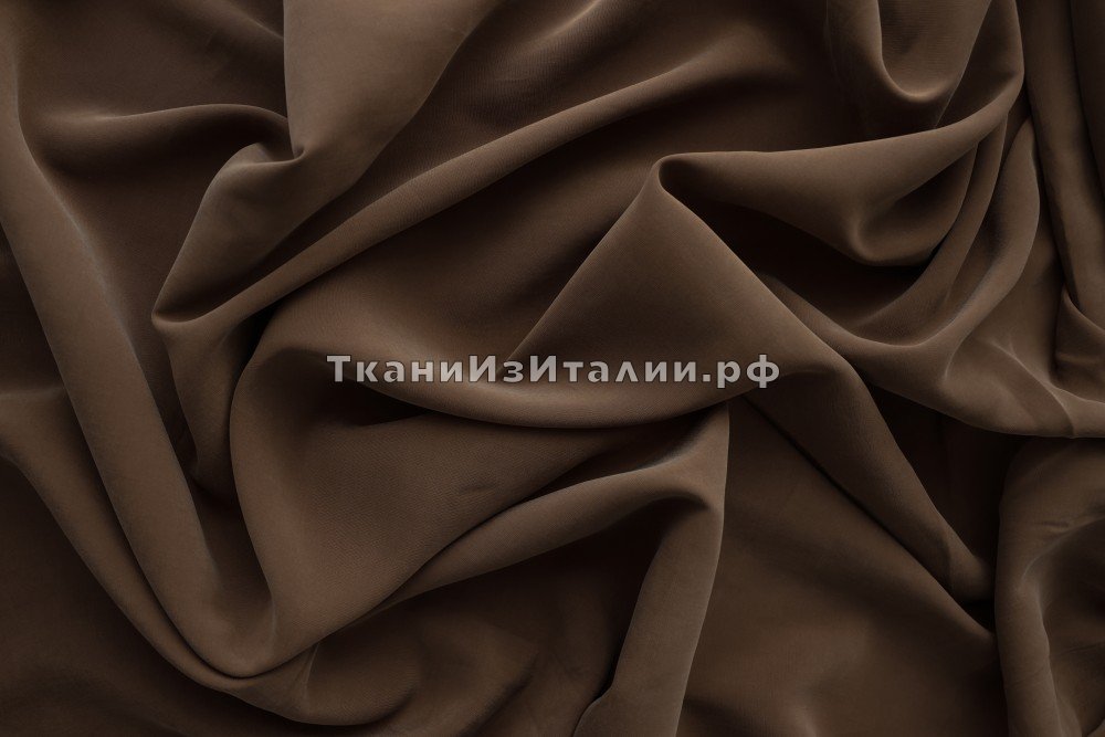 ткань купро пыльно-коричневое, костюмно-плательная купра однотонная коричневая Италия