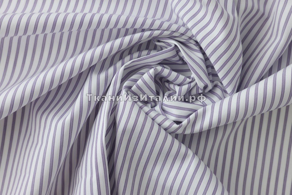 ткань рубашечный хлопок белый в фиолетовую полосочку и жаккардовый рисунок, сорочечная хлопок в полоску белая Италия